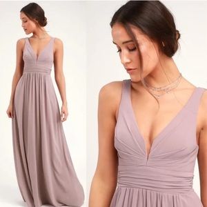 NWT Lulus Leading Role Taupe Maxi Dress Bridesmaid Wedding Size Small S